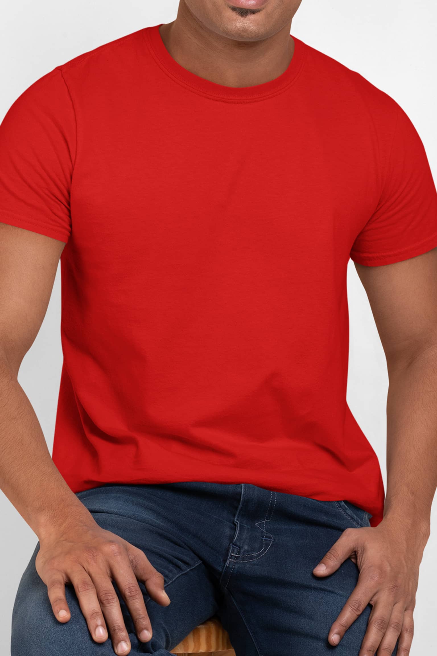 Red Plain Men Tshirt