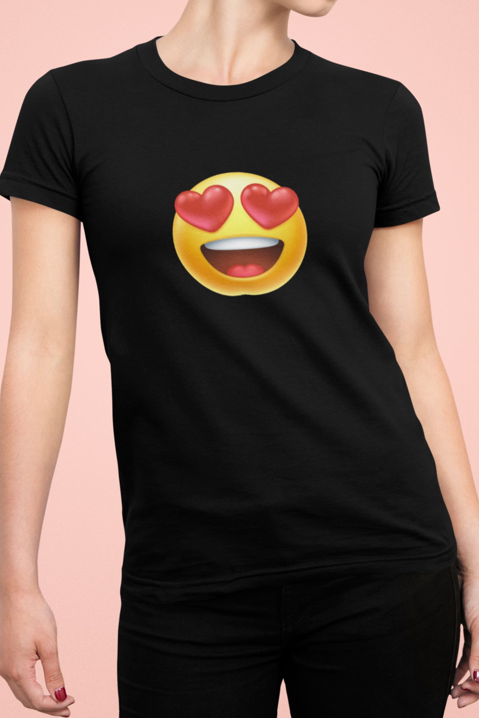 Women-Smily-Black-T-Shirt